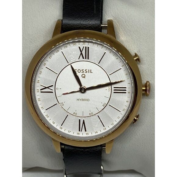 Fossil Jaqueline FTW5014 Women Leather Analog White Dial Hybrid Smartwatch CM386 - Picture 1 of 11